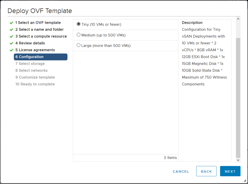 ����� ������� ������� ��� ������������ vSAN Witness Appliance